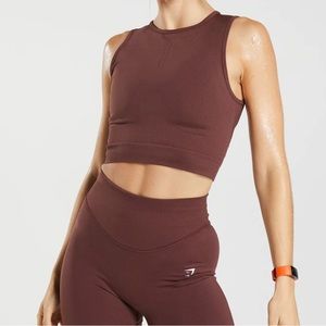 Gymshark sweat seamless midi tank in baked maroon